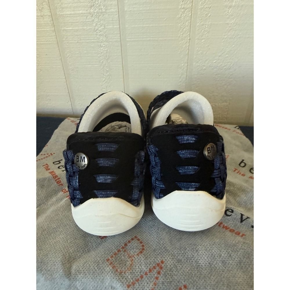 Bernie Mev Kids Woven Mary Jane Sneakers Navy Blue Elastic Flats Size 32 - Picture 8 of 8